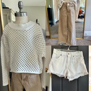 Zara Girls 3-Piece Neutral Outfit Size 8/9 Bundle Sweater Jeans Shorts
